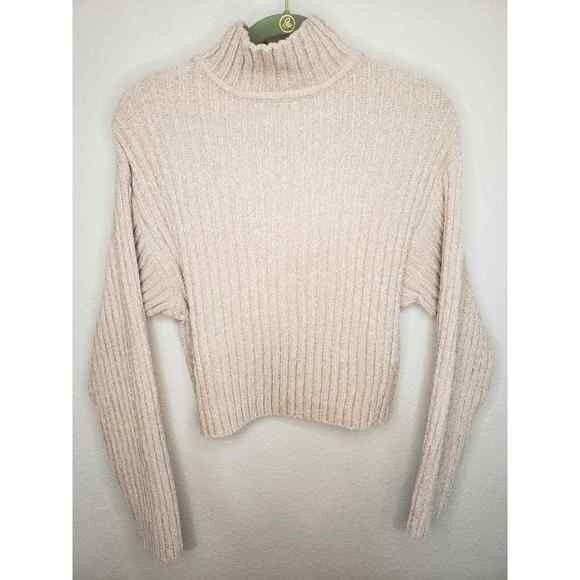 NWT Divided Mock Neck Ribbed Chenille Cropped Sweater - S - Picture 2 of 9